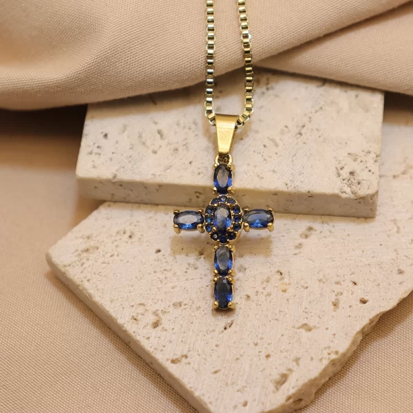 Cross Zirconia Pendant Necklace xl 00009 (1)