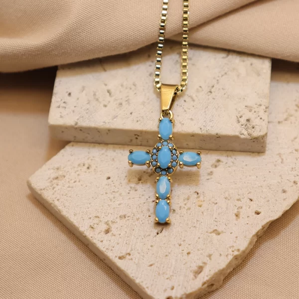 Cross Zirconia Pendant Necklace xl 00009 (4)