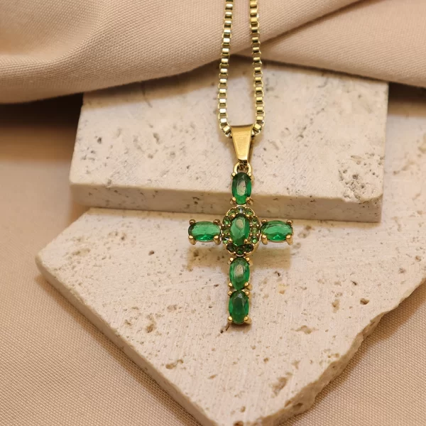 Cross Zirconia Pendant Necklace xl 00009 (5)