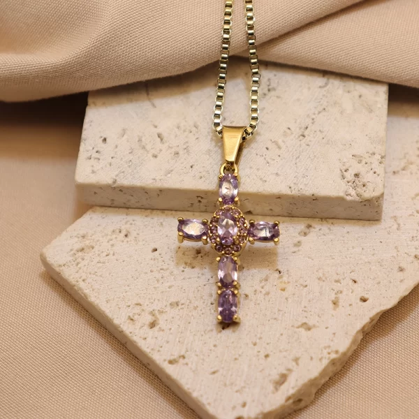 Cross Zirconia Pendant Necklace xl 00009 (6)