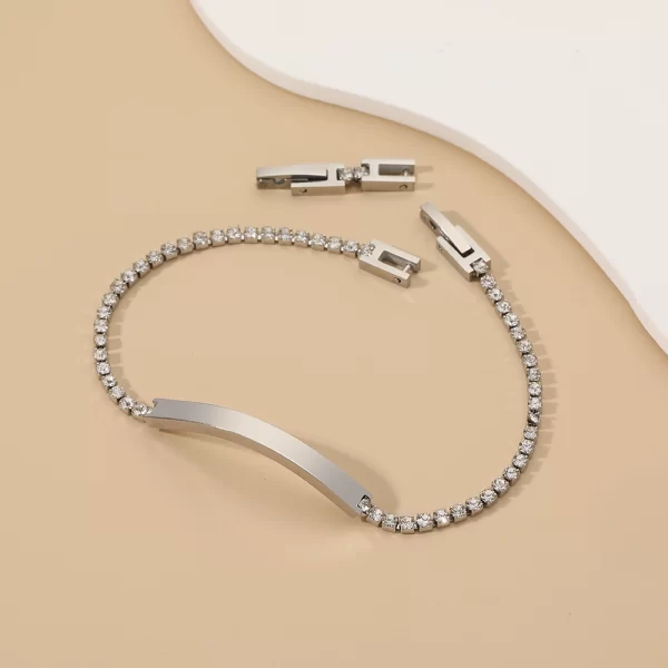 Stainless Steel Curved Zirconia Tennis Bracelet sl0002