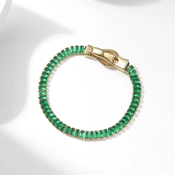 Zirconia Tennis Bracelet Stainless Steel Magnetic Clasp green