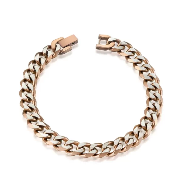 Stainless steel Cuban bracelet six sides polished high quality gold