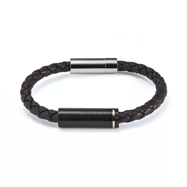 Stainless steel magnetic leather bracelet rose
