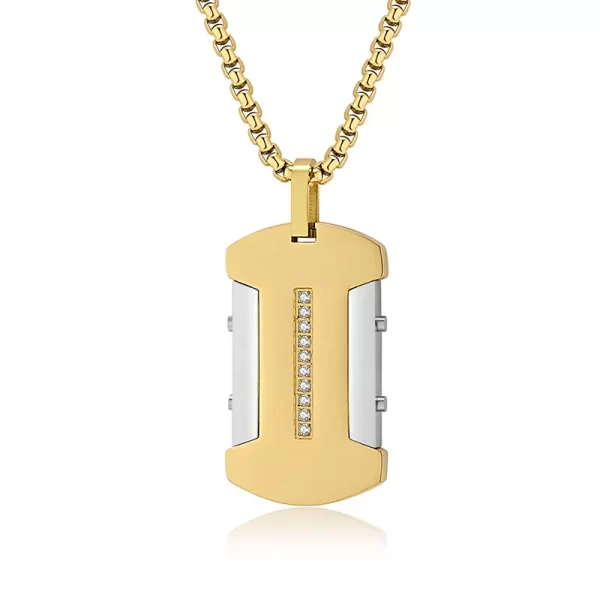 Stainless steel two color matching pendant CZ gold+silver