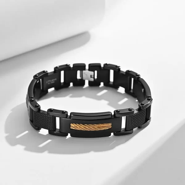 Two tone braided titanium steel bracelet