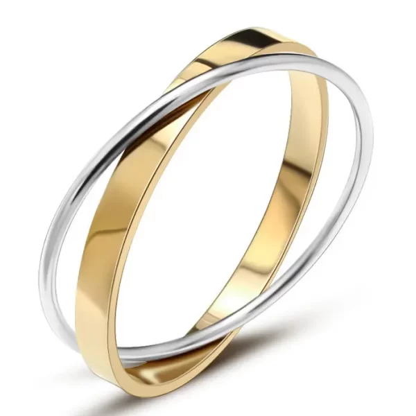 Two tone cross bracelet bangle gold silrve